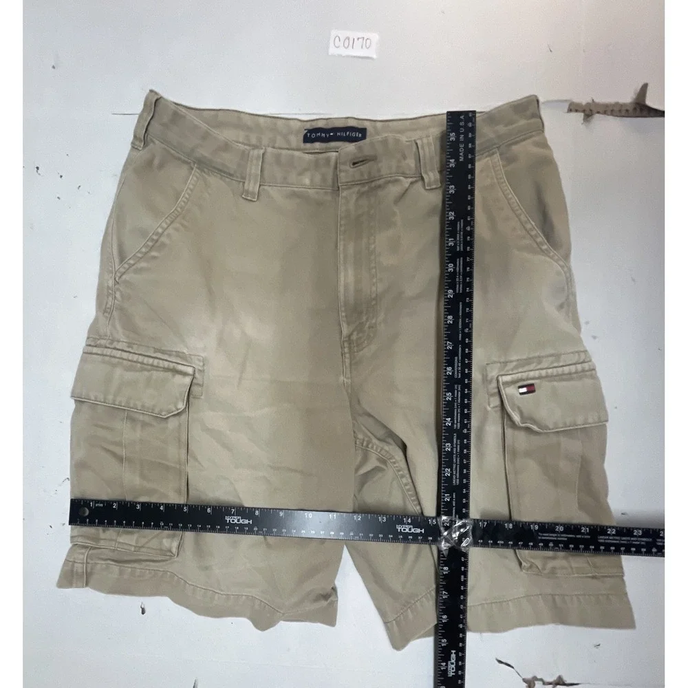 Tommy Hilfiger Mens Tan Khaki Cotton Cargo‎ Shorts Size 33 Classic Utility